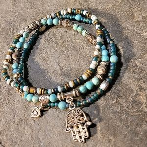 Southwestern Hamsa Triple Strand Bracelet